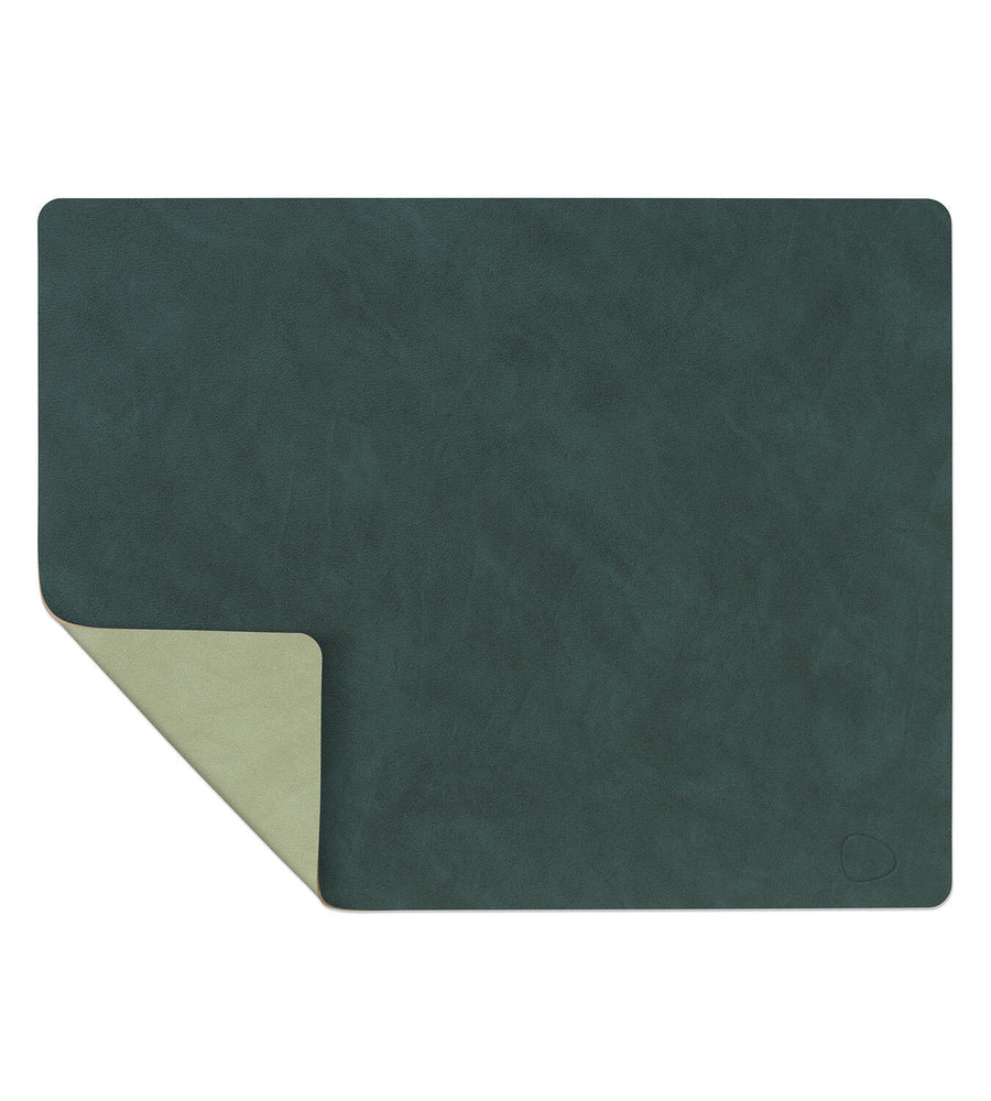 LIND DNA | Square L Nupo Reversible Placemat Dark Green / Olive Green