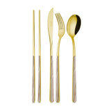 NEVA | 1 Person Place Setting - Beige/Gold PVD