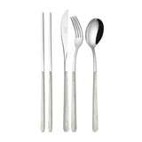 NEVA | 1 Person Place Setting - Whitened Wood/Stainless Steel