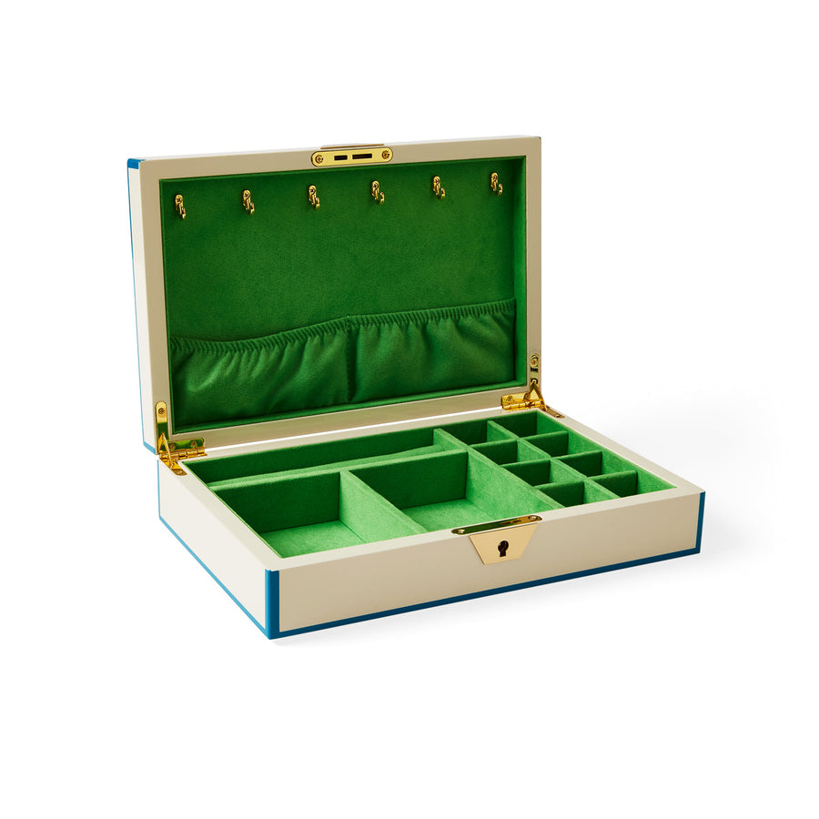 JONATHAN ADLER | White & Turquoise Jewellery Box 28.6x18.4x6.4cm