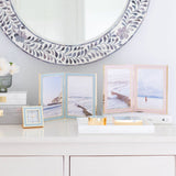 ADDISON ROSS | Pale Pink Enamel with Gold Double Frame 5"x7"