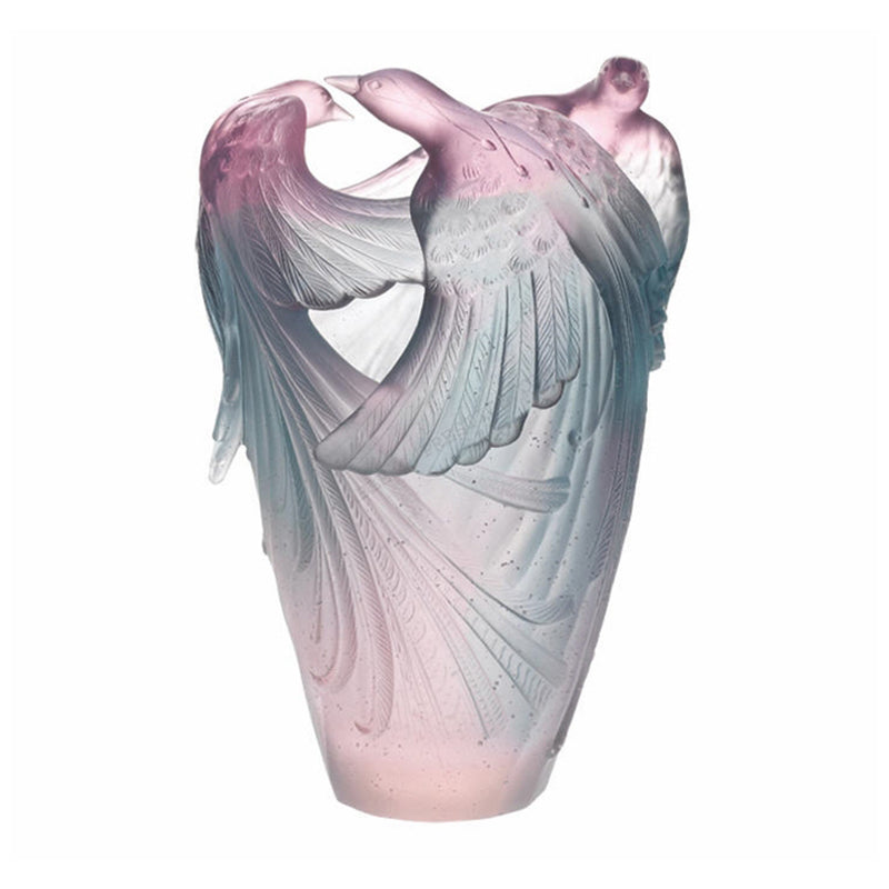 DAUM | Birds of Paradise Green Pink Vase 45cm
