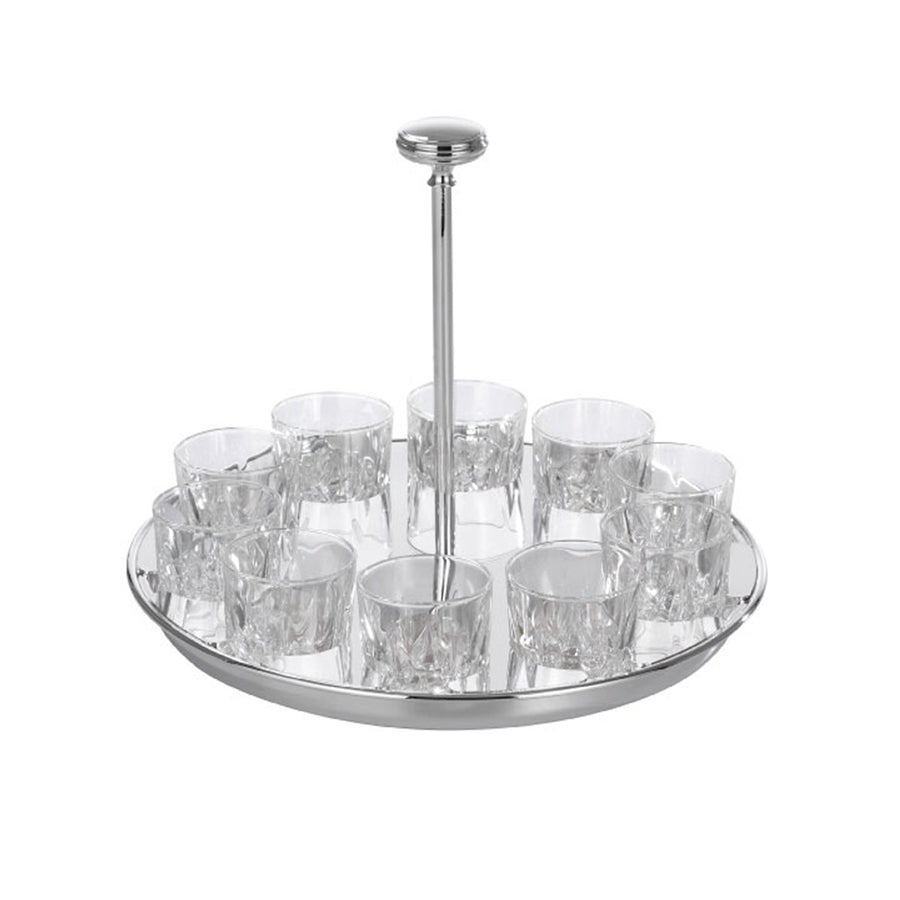GREGGIO | Set of 10 Crystal Glasses with Silver-Plated Stand