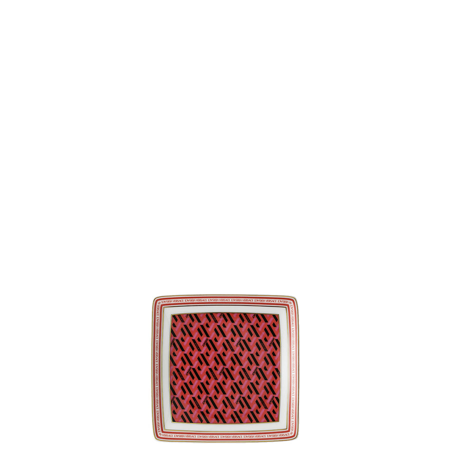 VERSACE | La Greca Signature Red Square Plate 12cm