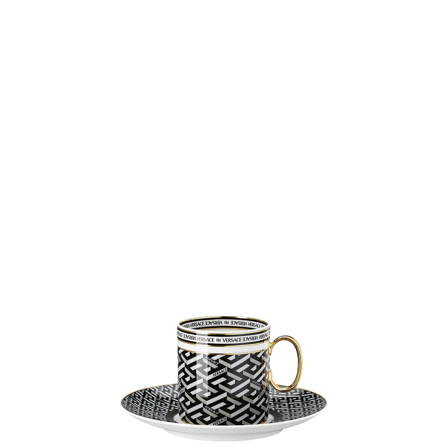 VERSACE | La Greca Signature Black Coffee Cup & Saucer