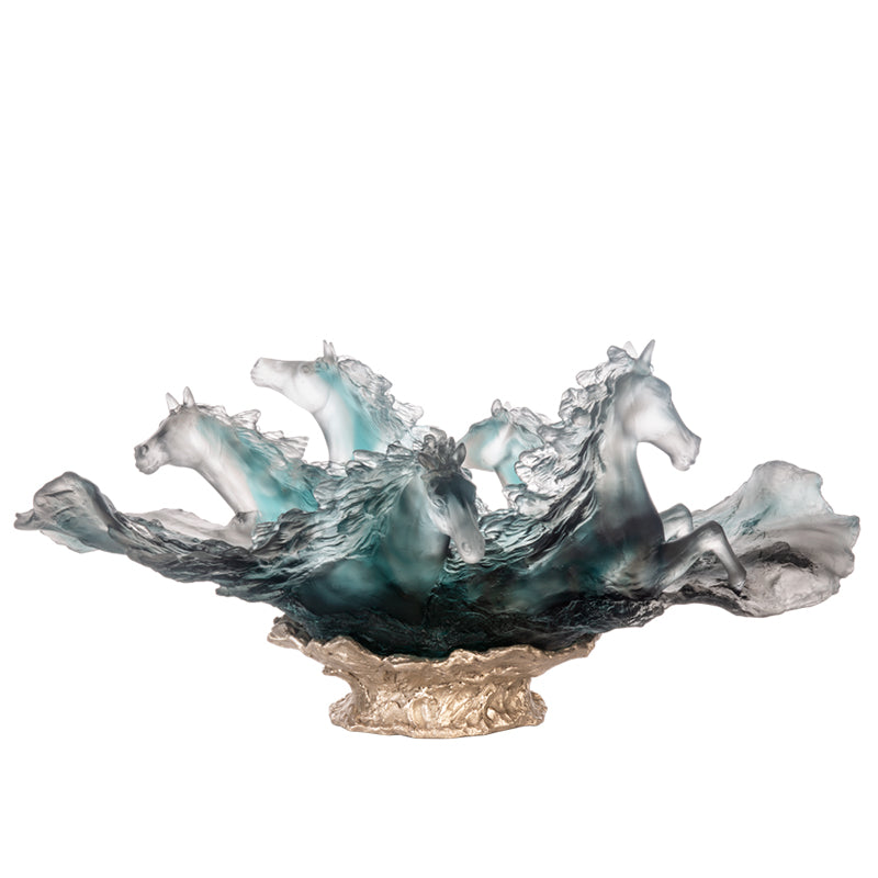 DAUM | Cavalcade Blue Grey Centrepiece 67cm Limited Edition