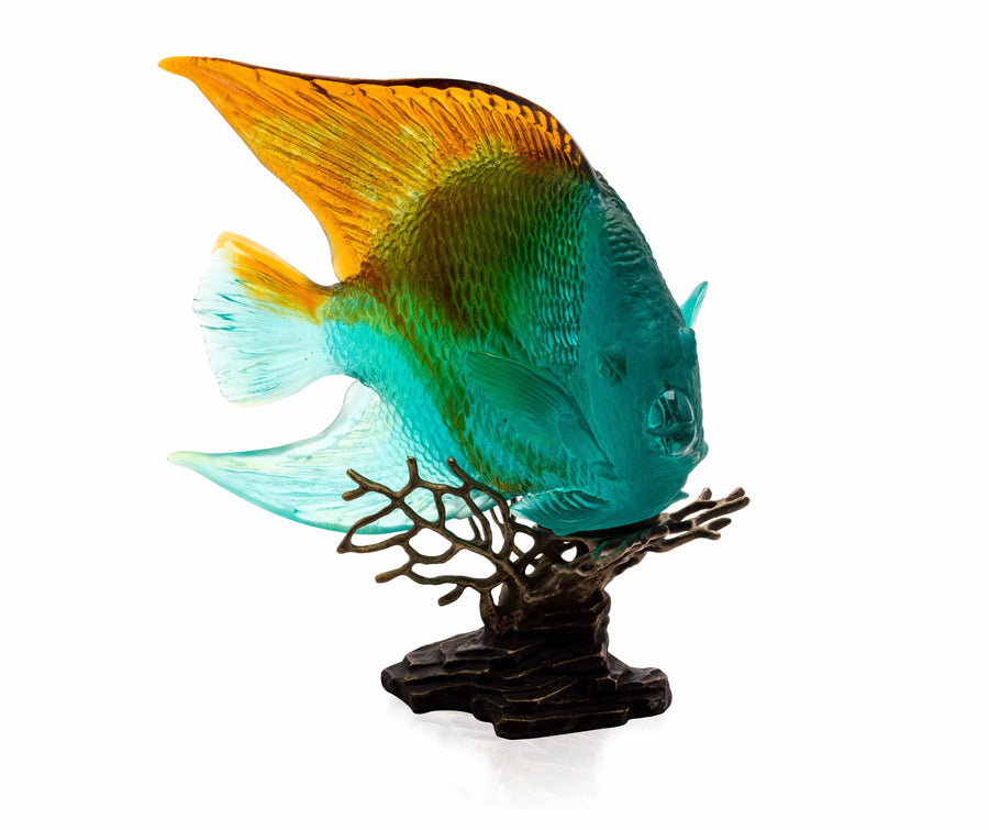 DAUM | Royal Angelfish Fish Amber Green 32cm Limited Edition