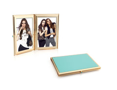 ADDISON ROSS | 淡藍色搪瓷金邊旅行雙相架 2