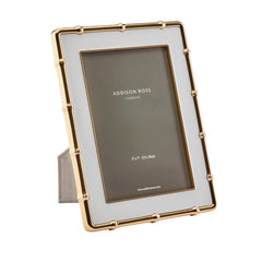 ADDISON ROSS | White Enamel with Gold Bamboo Frame 5
