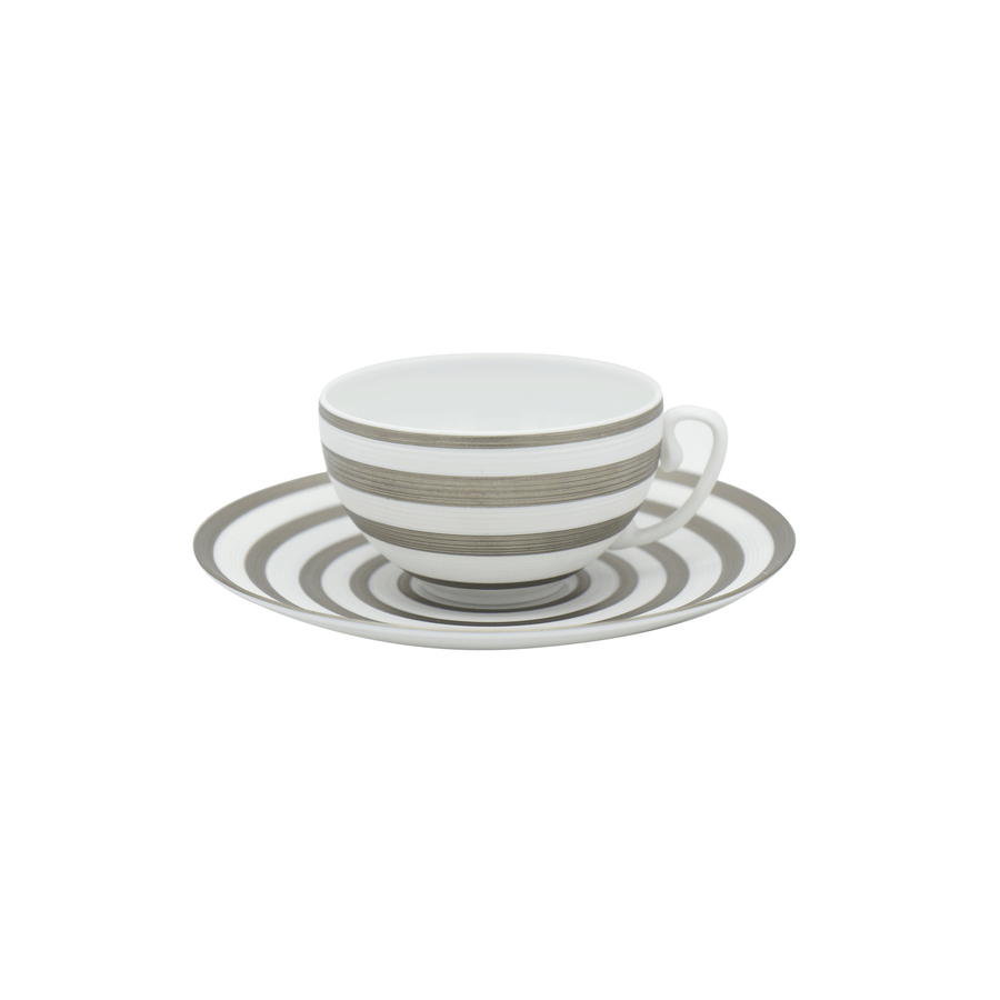 J.L Coquet | H??misph??re Platinum Stripes Tea Cup & Saucer 22 cl