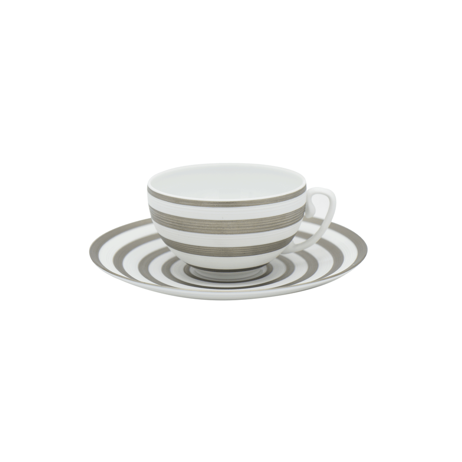 J.L Coquet | Hémisphère Platinum Stripes Tea Cup & Saucer 22 cl