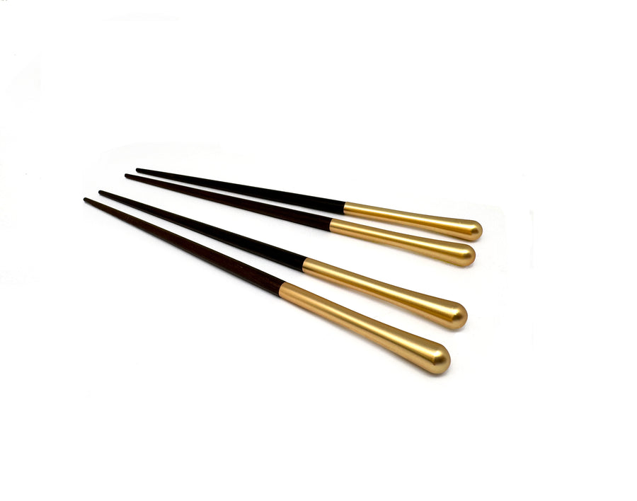 PHILIPPI | Round Chopstick with Gold Metal Head 2 Pairs