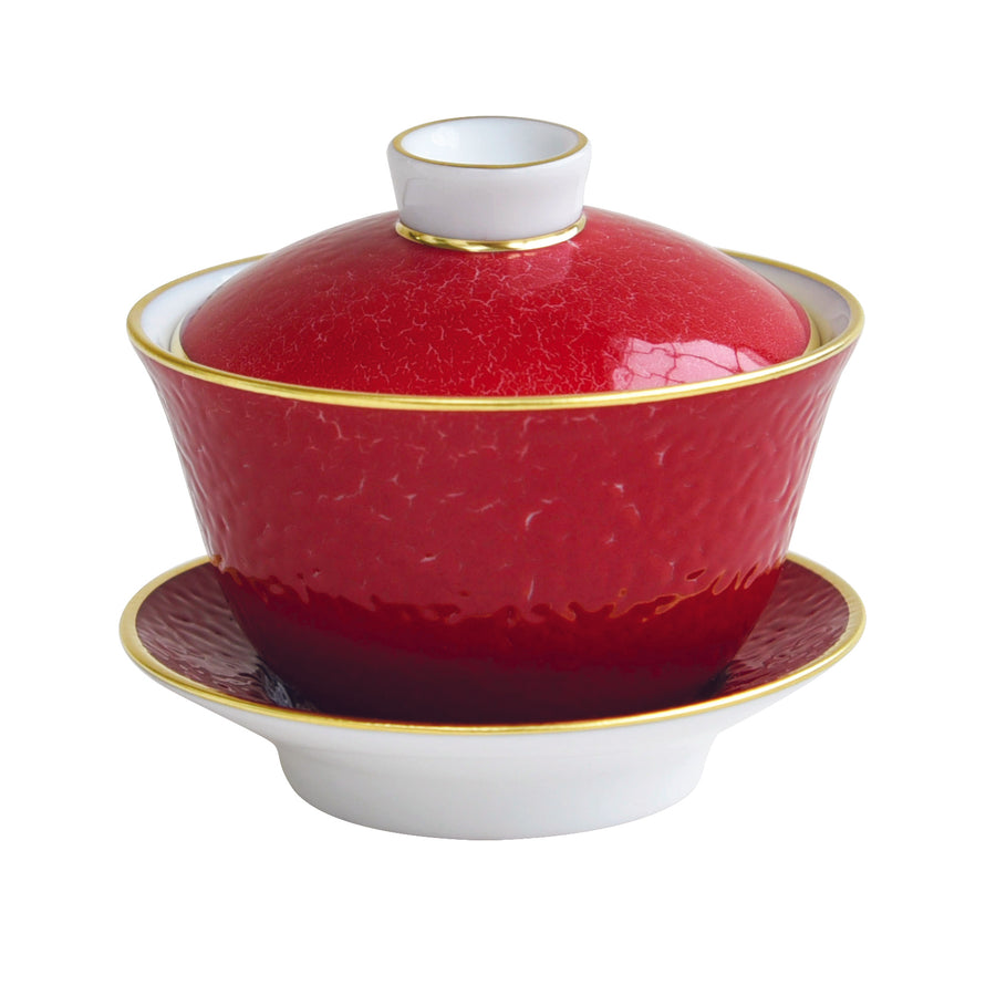 BERNARDAUD | Rouge Empereur Small Covered Tea Cup and Saucer 10CL