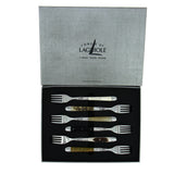 FORGE DE LAGUIOLE | Table Fork, Set of 6 With Different Handle, Shiny Finish