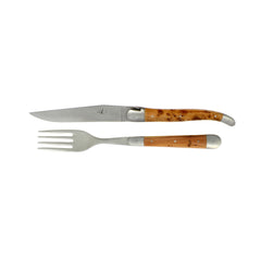 FORGE DE LAGUIOLE | Table Knife & Fork, Set of 2, Juniper Handle, Matt Finish
