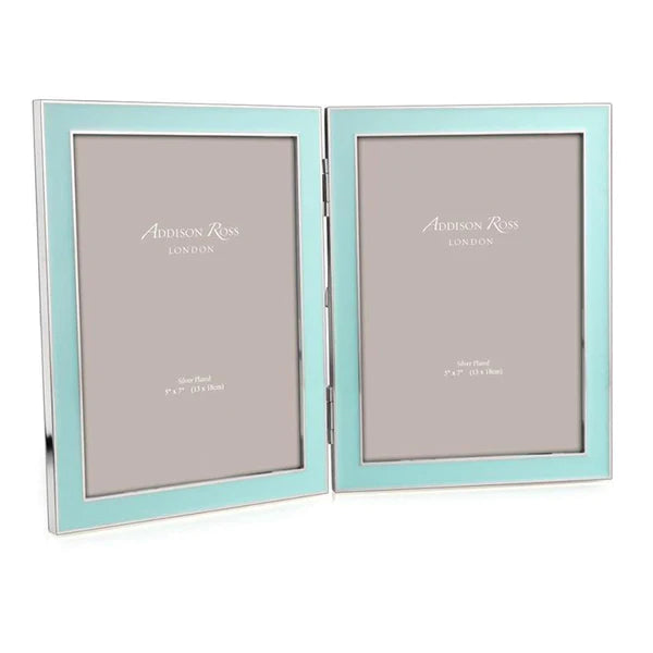 ADDISON ROSS | 15mm Double Silver Blue Enamel Photo Frame 5"x7"