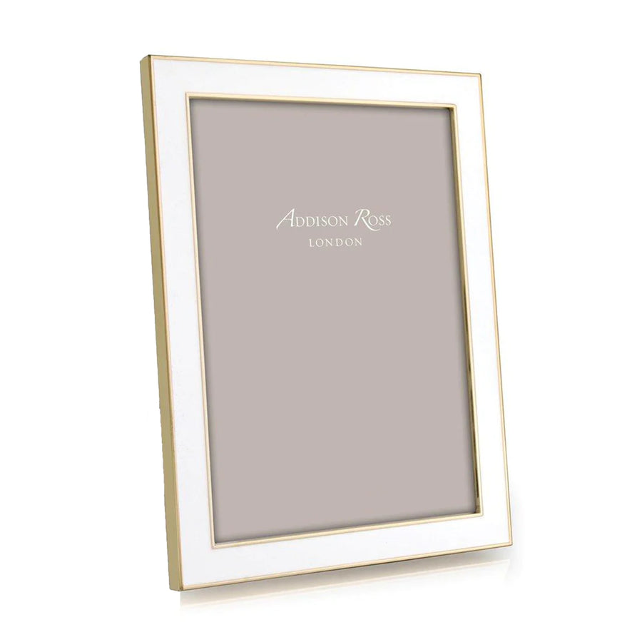 ADDISON ROSS | 15mm Gold White Enamel Photo Frame 5"x7"