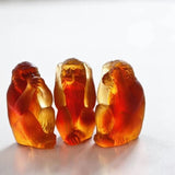 DAUM | Set of 3 Amber Monkeys Amber 10.5cm