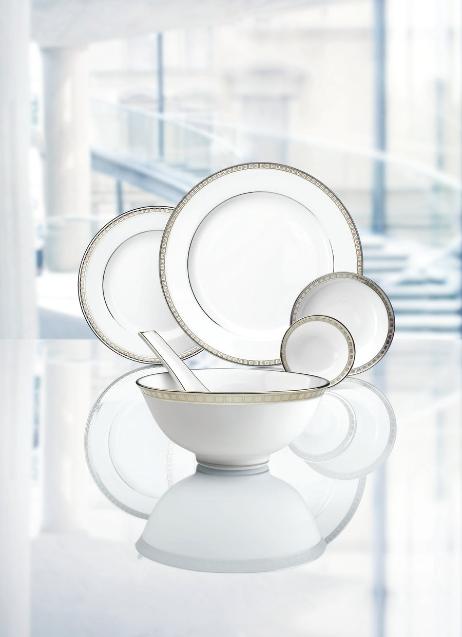 BERNARDAUD | Athena Platine Small Covered Tea Cup and Saucer