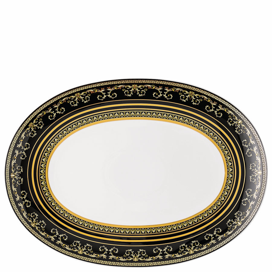 VERSACE | Virtus Gala Plate Black Oval Platter 38cm