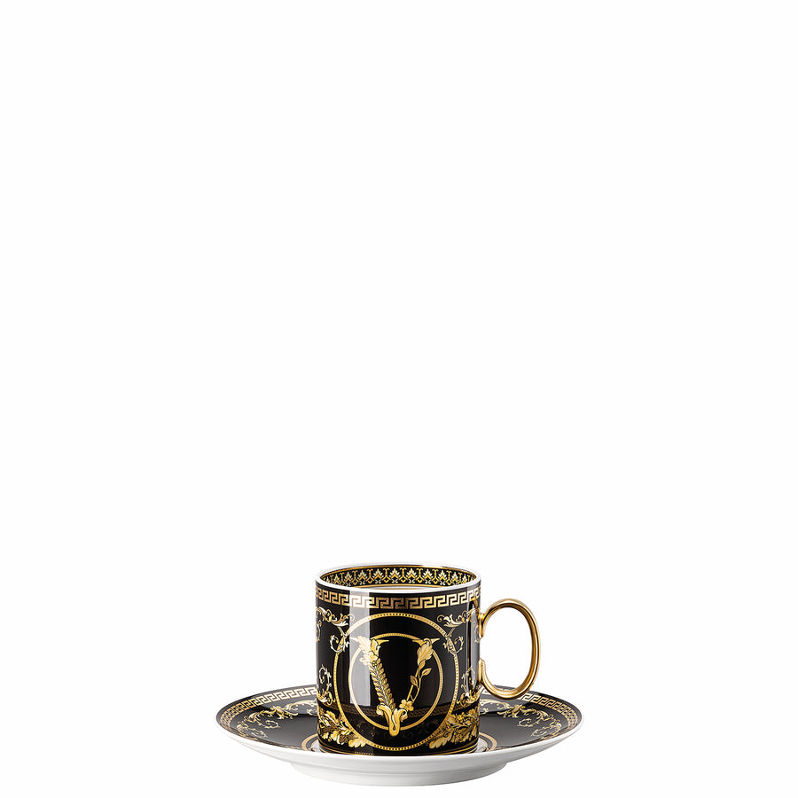 VERSACE | Virtus Gala Black Coffee Cup & Saucer