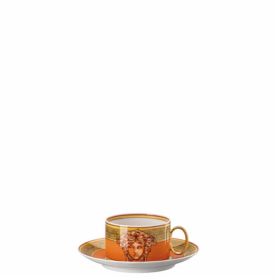 VERSACE | Medusa Amplified Orange Coin Tea Cup & Saucer