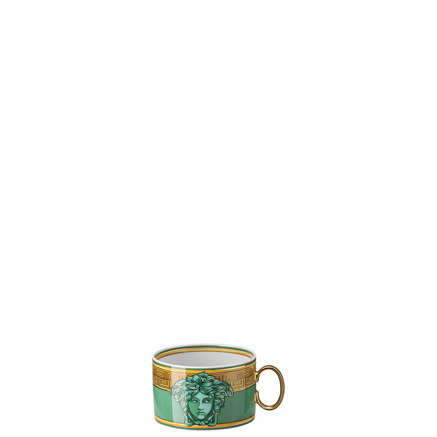VERSACE | Medusa Amplified Green Coin Tea Cup & Saucer