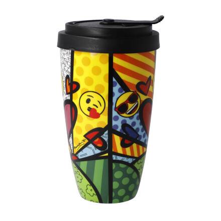 GOEBEL | A New Day - Mug to Go 15cm Pop Art Romero Britto emoji® BY Britto®