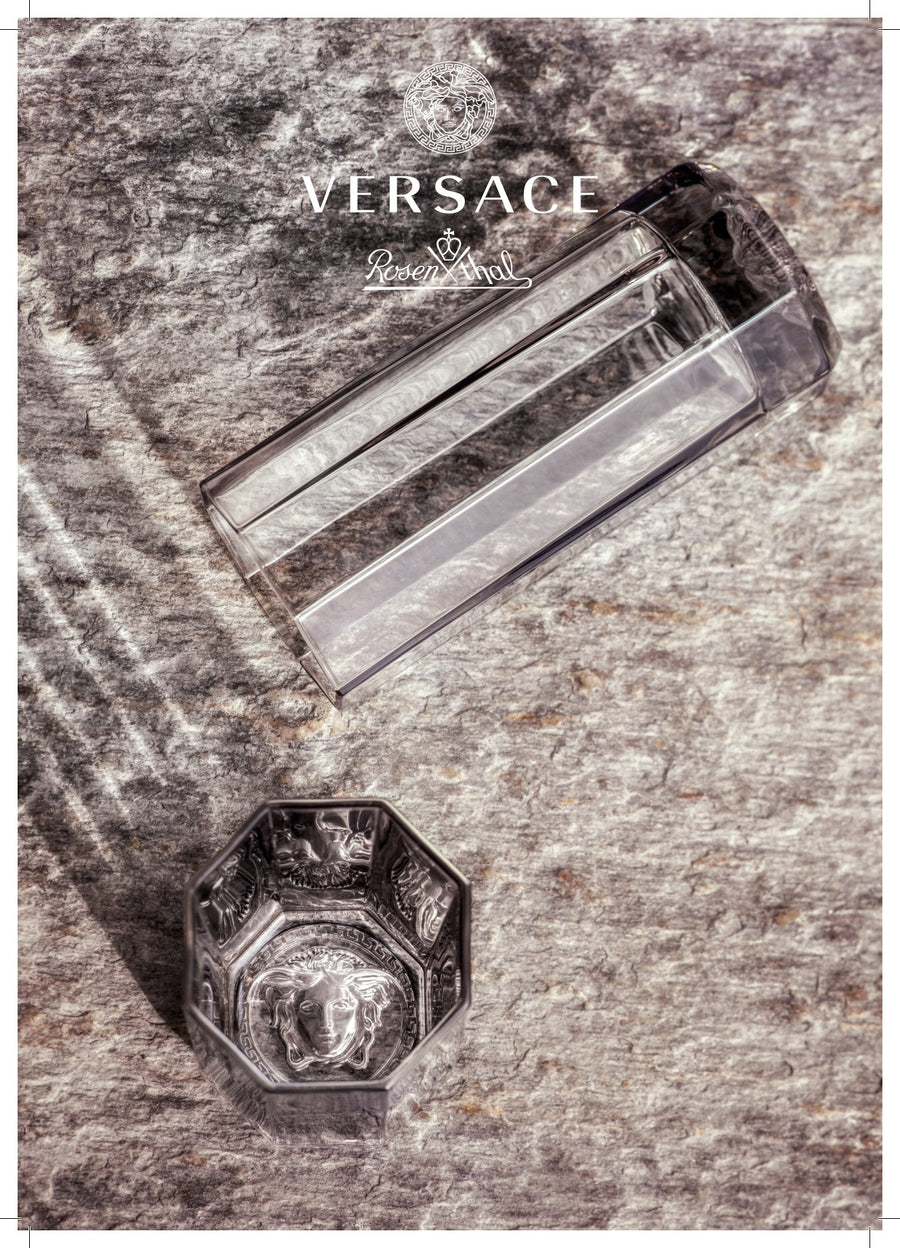 VERSACE | Medusa Lumiere 霧色水晶長飲杯一對