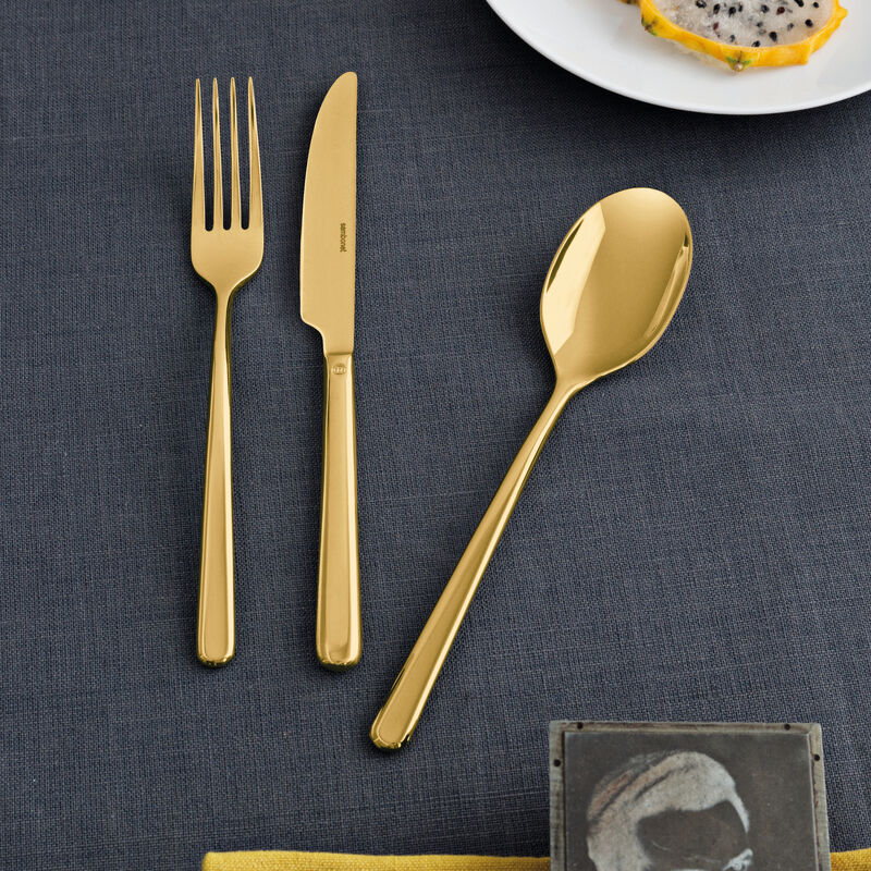 SAMBONET | Linear Stainless Steel PVD Gold Cake Fork