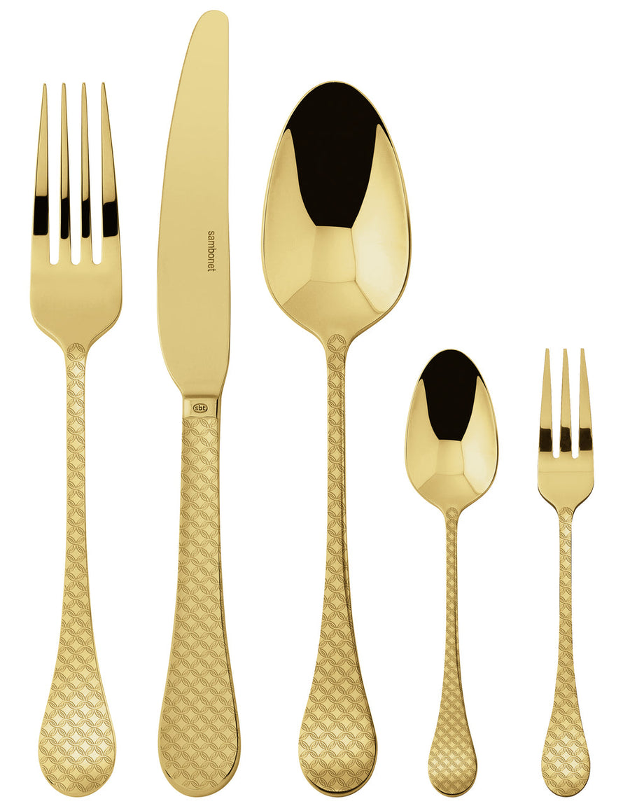 SAMBONET | Taormina Stainless Steel PVD Gold 6 Person Cutlery Set 30 pcs