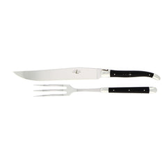 FORGE DE LAGUIOLE | Carving Set, Dark Horn Handle, Shiny Finish