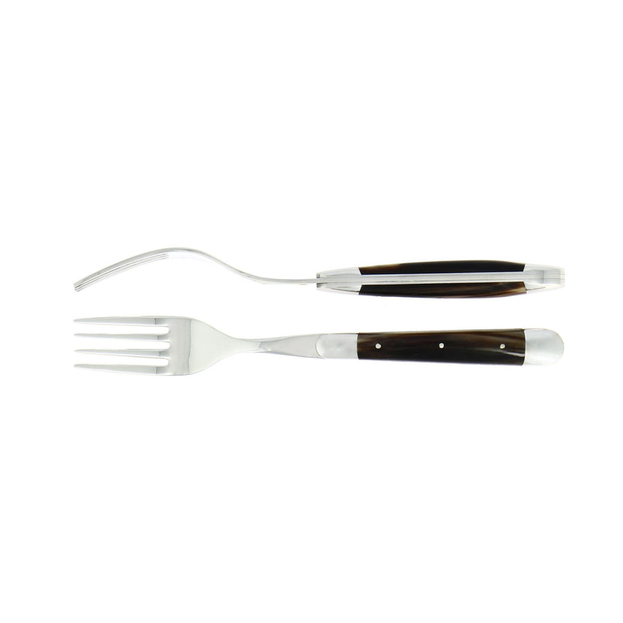 FORGE DE LAGUIOLE | Table Fork, Set of 2 Dark Horn Handle, Shiny Finish