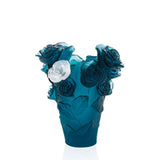 DAUM | Rose Passion Blue Vase with White Flower 17cm