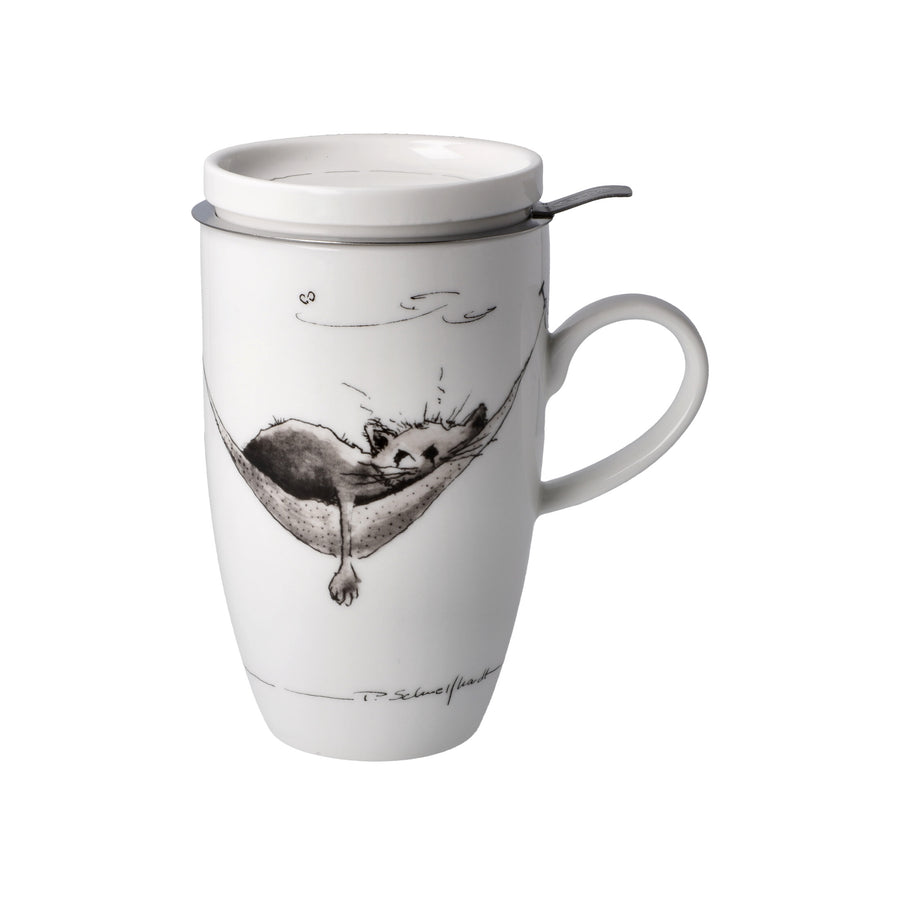 GOEBEL | Just Relax - Teacup with Lid and Strainer 14cm Peter Schnellhardt