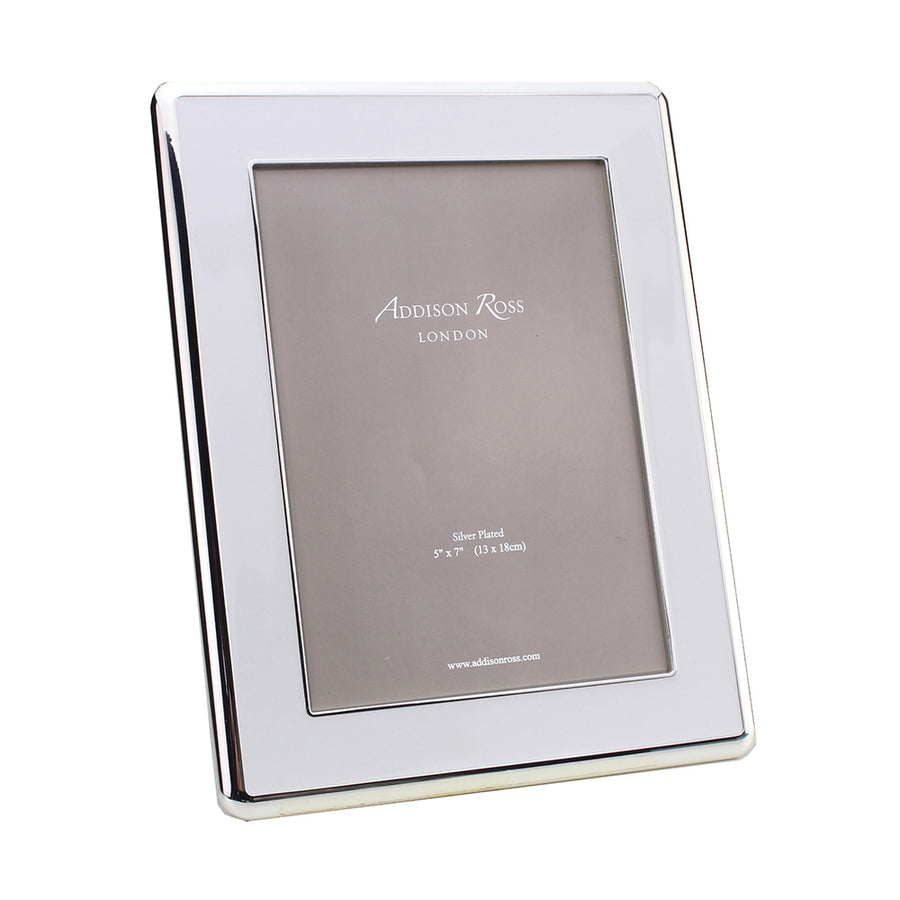 ADDISON ROSS | 30mm The Curve Silver & White Enamel Photo Frames 5"x7"