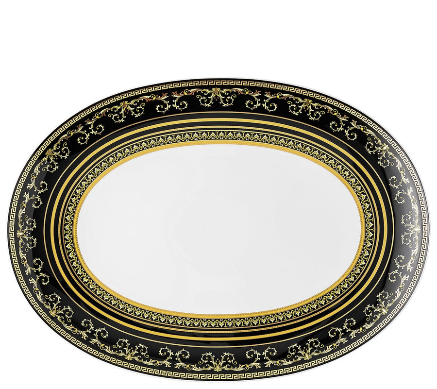 VERSACE | Virtus Gala Plate Black Oval Platter 38cm