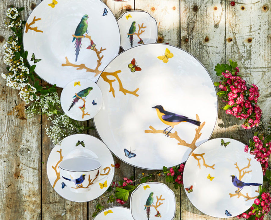 BERNARDAUD | Aux Oiseaux Small Rectangular Plate 13.5 x 7 cm