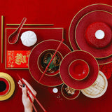 BERNARDAUD | Rouge Empereur Small Covered Tea Cup and Saucer 10CL