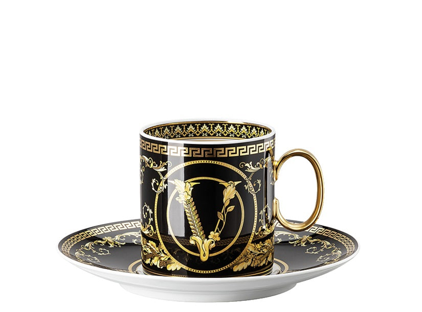 VERSACE | Virtus Gala Black Coffee Cup & Saucer