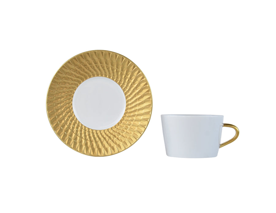 BERNARDAUD | Twist Gold Tea Cup & Saucer