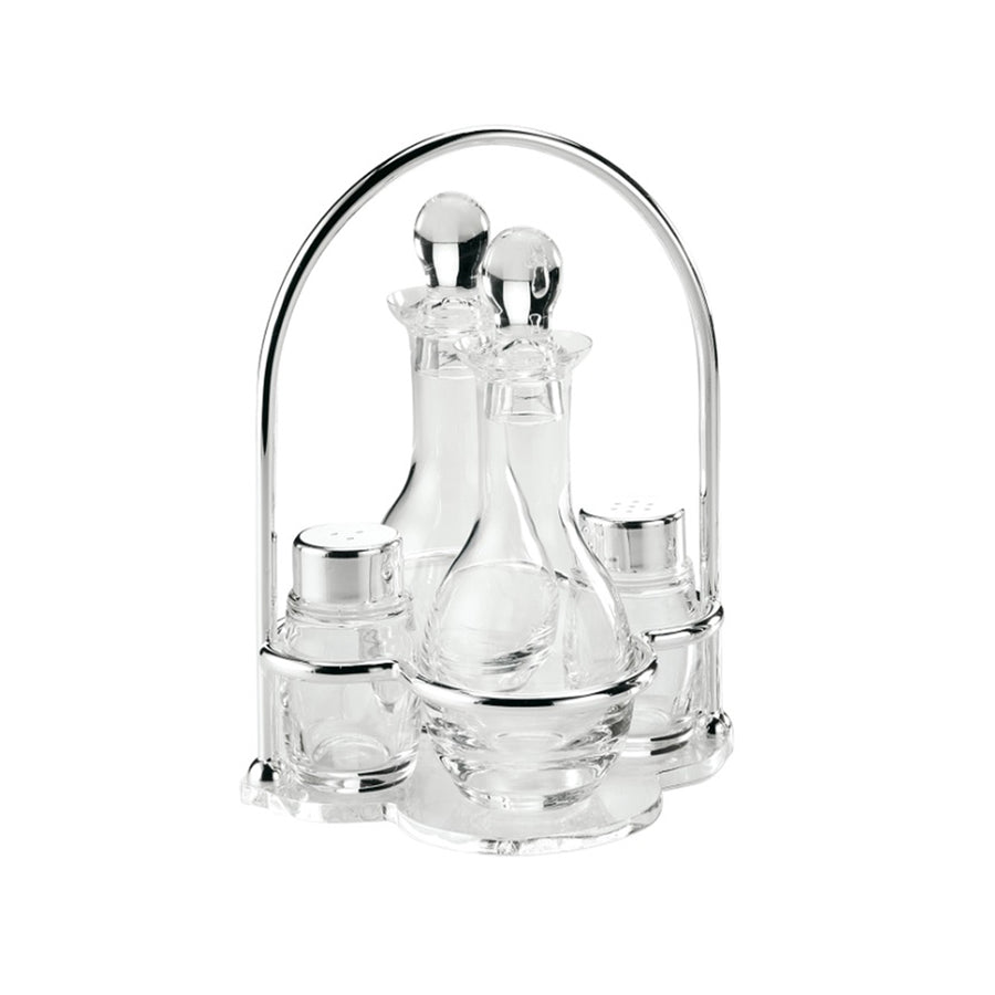 GREGGIO | Silver-Plated Oil and Vinegar Cruet Set with Stand