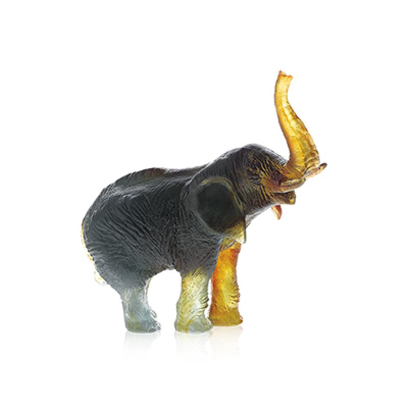DAUM | Green Amber Elephant by J.F. Leroy H 22.5cm