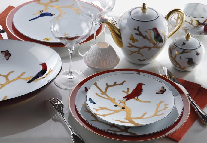 BERNARDAUD | Aux Oiseaux Small Covered Tea Cup and Saucer 10CL