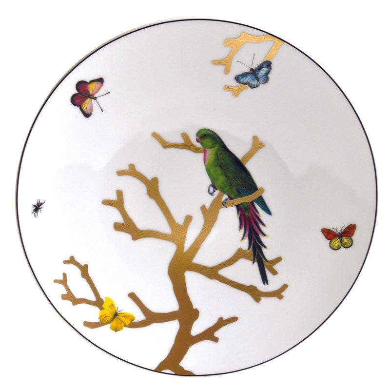 BERNARDAUD | Aux Oiseaux Perruche Vert Coupe Dinner Plate 27 cm