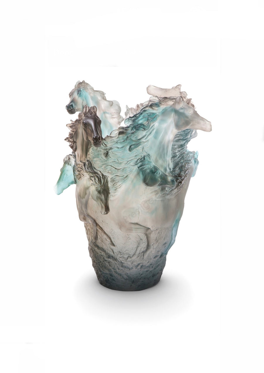 DAUM | Horse Vase Blue Grey H38cm Limited Edition