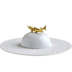 BERNARDAUD | Ecume White Set of Caviar Plate & Bell Cover