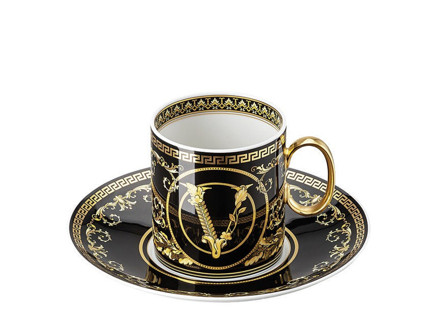 VERSACE | Virtus Gala Black Coffee Cup & Saucer