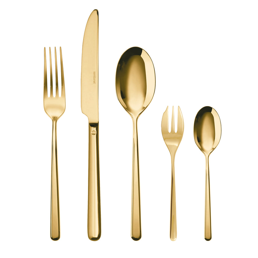 SAMBONET | Linear Stainless Steel PVD Gold 6 Person Cutlery Set 30 pcs