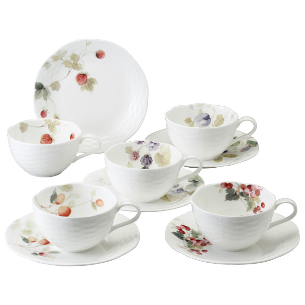 NARUMI | Lucy's Garden Tea Cup & Saucer Set of 5
